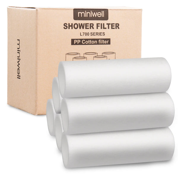 Replacements for miniwell Shower Filter L700, Shower Head Filter with Double Filters, Remove 99% Chlorine (Z Replacement - 6X PP Cotton Filters)